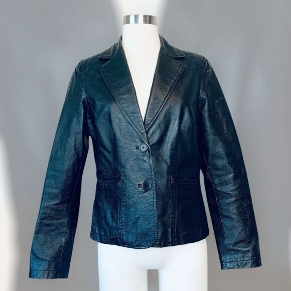 Vintage John Paul Richard Black Leather Jacket Coat Y2K Small S Blazer - Picture 1 of 10